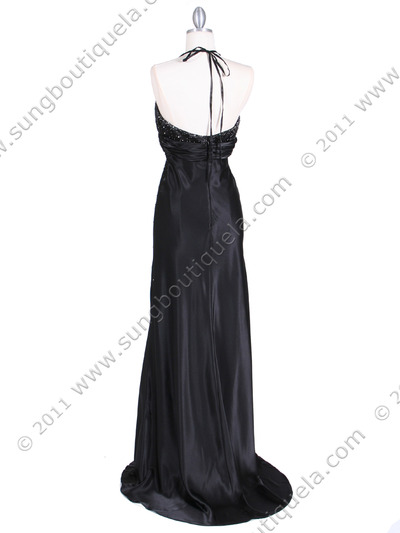 9002 Black Halter Evening Gown - Black, Back View Medium