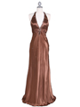 9002 Brown Halter Evening Gown - Brown, Front View Thumbnail