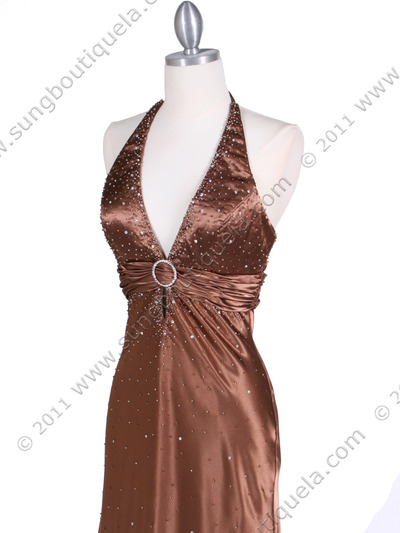 9002 Brown Halter Evening Gown - Brown, Alt View Medium
