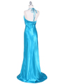9002 Turquoise Halter Evening Gown - Turquoise, Back View Thumbnail