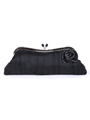 90050B Black Evening Bag with Rose - Black, Front View Thumbnail