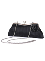 90050B Black Evening Bag with Rose - Black, Alt View Thumbnail