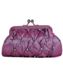 FN90051 Lilac Taffeta Pleated Rhinestone Evening Clutch - Lilac, Front View Thumbnail