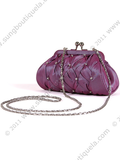 FN90051 Lilac Taffeta Pleated Rhinestone Evening Clutch - Lilac, Alt View Medium