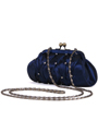 FN90051 Navy Taffeta Pleated Rhinestone Evening Clutch - Navy, Alt View Thumbnail