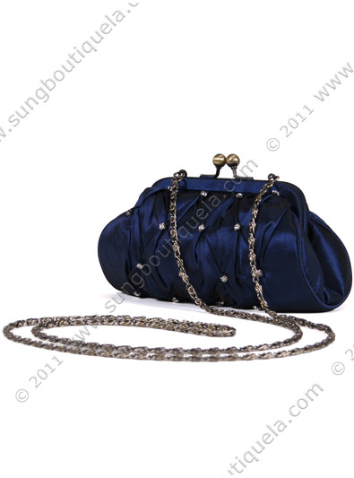 FN90051 Navy Taffeta Pleated Rhinestone Evening Clutch - Navy, Alt View Medium