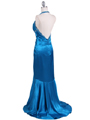 9005 Turquoise Halter Beaded Evening Gown - Turquoise, Back View Thumbnail