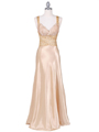 9010 Gold Beaded Evening Gown - Gold, Front View Thumbnail