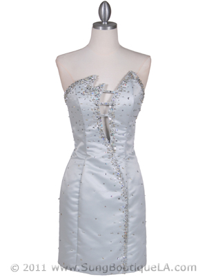 90201 Silver Sequin Party Dress, Silver