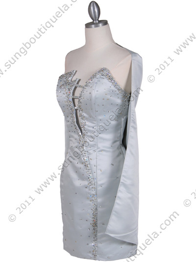 90201 Silver Sequin Party Dress - Silver, Alt View Medium