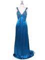 9023 Teal Blue Beaded Evening Gown - Teal, Front View Thumbnail