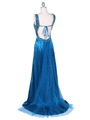 9023 Teal Blue Beaded Evening Gown - Teal, Back View Thumbnail