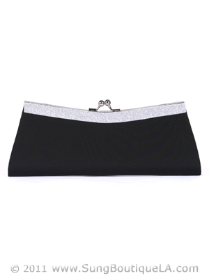 90250S Black Evening Bag with Glitter Frame, Black