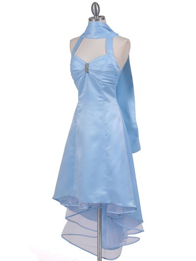 9051 Baby Blue Halter Hi-Low Satin Evening Dress - Baby Blue, Alt View Medium