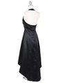 9051 Black Halter Hi-Low Satin Evening Dress - Black, Back View Thumbnail