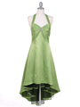 9051 Green Halter Hi-Low Satin Evening Dress - Green, Front View Thumbnail