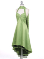 9051 Green Halter Hi-Low Satin Evening Dress - Green, Alt View Thumbnail