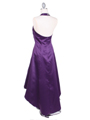 9051 Purple Halter Hi-Low Satin Evening Dress - Purple, Back View Thumbnail