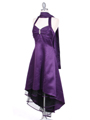 9051 Purple Halter Hi-Low Satin Evening Dress - Purple, Alt View Thumbnail