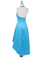 9051 Turquoise Halter Hi-Low Satin Evening Dress - Turquoise, Back View Thumbnail