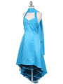 9051 Turquoise Halter Hi-Low Satin Evening Dress - Turquoise, Alt View Thumbnail