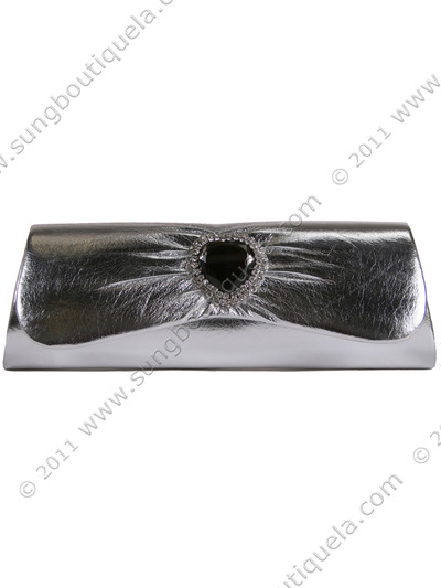 90530 Silver Evening Bag - Silver, Front View Medium