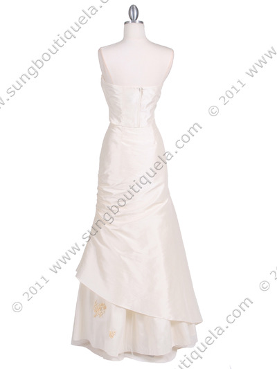 9061 Ivory 2-piece Evening Gown - Ivory, Back View Medium