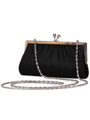 FN90681 Black Satin Clutch with Rhinestone Clasp - Black, Alt View Thumbnail