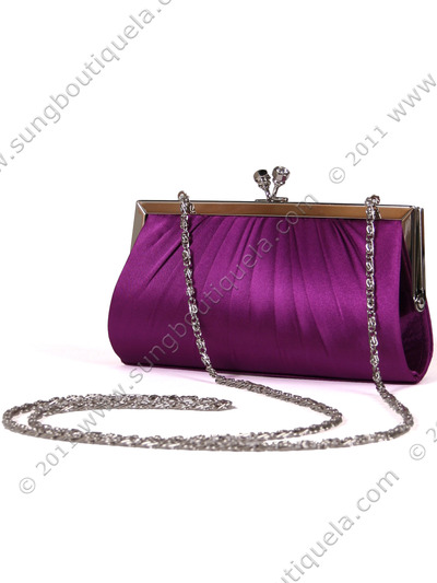 FN90681 Purple Satin Clutch with Rhinestone Clasp - Purple, Alt View Medium