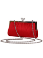 FN90681 Red Satin Clutch with Rhinestone Clasp - Red, Alt View Thumbnail