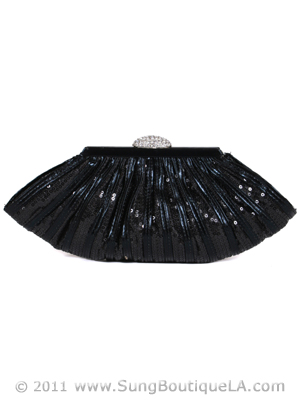HBG90724 Black Sequin Evening Bag, Black