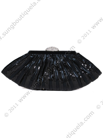 HBG90724 Black Sequin Evening Bag - Black, Front View Medium