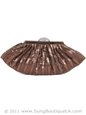 HBG90724 Brown Sequin Evening Bag, Brown