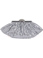 HBG90724 Silver Sequin Evening Bag - Silver, Front View Thumbnail