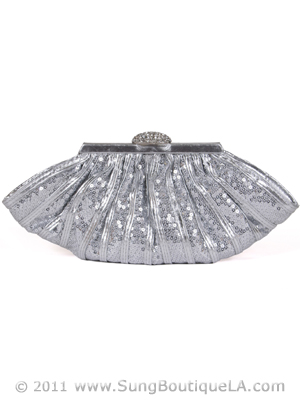 HBG90724 Silver Sequin Evening Bag, Silver