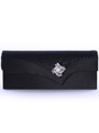 91001 Black Evening Bag with Rhinestone Decor - Black, Front View Thumbnail