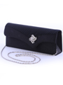 91001 Black Evening Bag with Rhinestone Decor - Black, Alt View Thumbnail