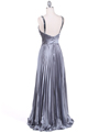 9102 Silver Satin Pleated Evening Gown - Silver, Back View Thumbnail