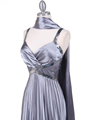9102 Silver Satin Pleated Evening Gown - Silver, Alt View Thumbnail