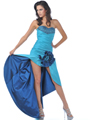 9192 Strapless Taffeta Prom Dress with High Low Hem - Turquoise Blue, Front View Thumbnail