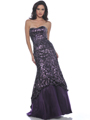 9196 Purple Strapless Sequin Mermaid Prom Dress - Purple, Front View Thumbnail