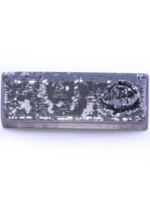 92105 Pewter Sequin Evening Bag, Pewter