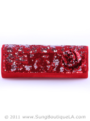 92105 Red Sequin Evening Bag, Red