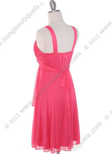 936 Coral Wide Straps Cocktail Dress - Coral, Back View Medium