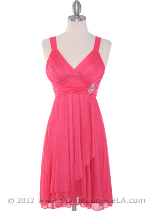 936 Coral Wide Straps Cocktail Dress, Coral