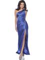 9507 Light Purple One Shoulder Charmeuse Evening Dress with Slit - Light Purple, Front View Thumbnail