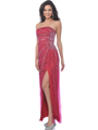9527 Fuschia Strapless Beaded Evening Dress - Fuschia, Front View Thumbnail
