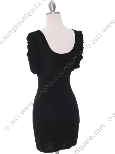 9764 Black Jersey Party Dress - Black, Back View Medium