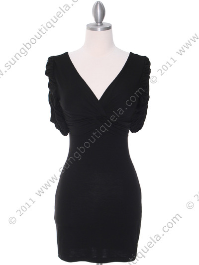 9764 Black Jersey Party Dress - Black, Front View Medium