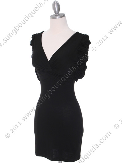 9764 Black Jersey Party Dress - Black, Alt View Medium